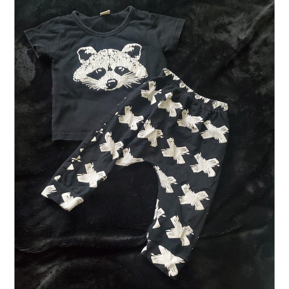 Baby boy pants shirt set size 3/6 months black/white color
